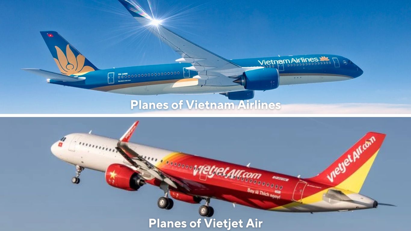 Planes of Vietnam Airlines and Vietjet Air