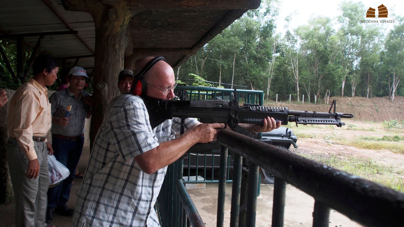 Try firing historic weapons is a highlight during your Cu Chi tunnel tour